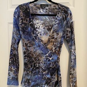 Karen Kane Multicolor Animal Print Wrap Blouse